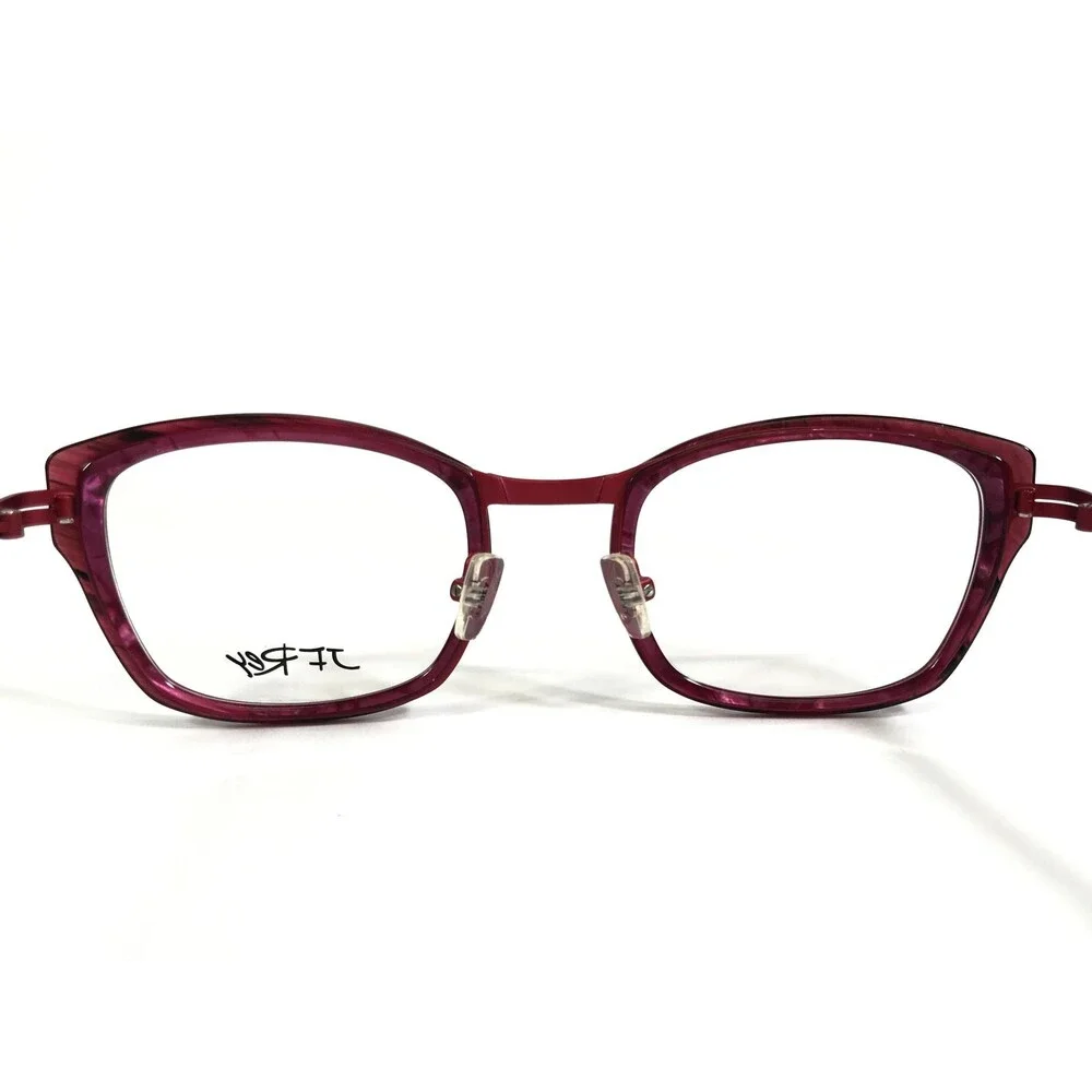 JF Rey Eyeglasses Frames JF2718 7535 Plum Red Acetate Square Full Rim 49-21-137